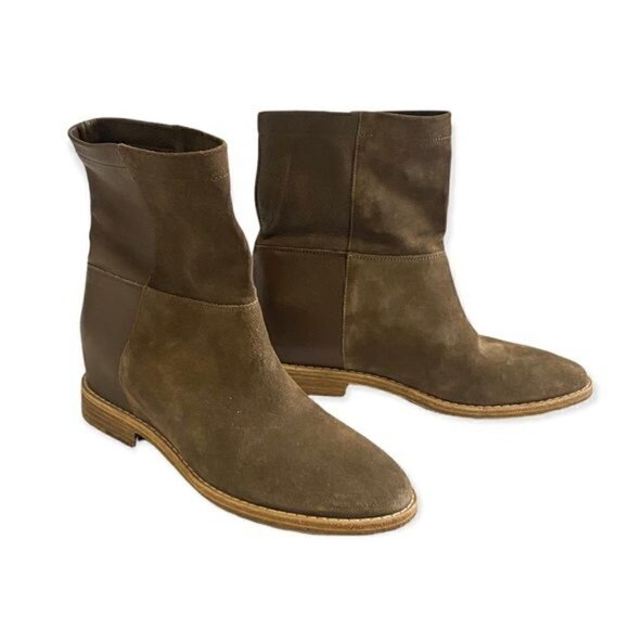 Vince Grayson Suede & Leather Short Boot,‎ Flint, Size 36EU, Hidden Wedge - Picture 1 of 10